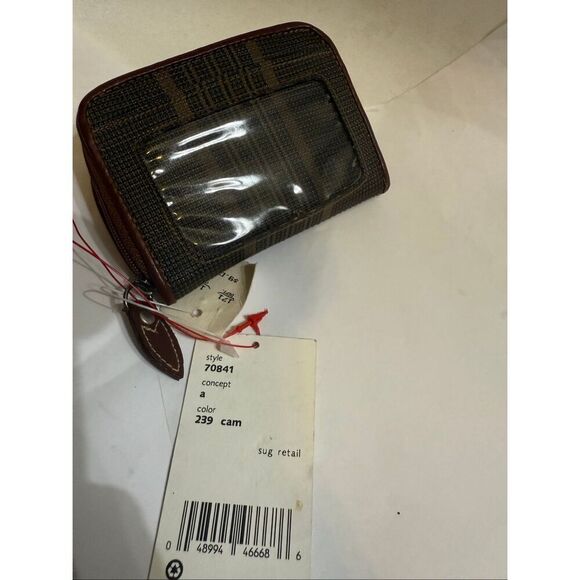 Esprit Women's Stripe Zip Around Compact Coin Wallet Purse Brown NWT - Picture 3 of 9